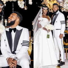 Men's Suits Special Design White Wedding Men Black Groom Wear Tuxedos Slim Fit Prom Blazer Terno Masculino 2Pieces Jacket Pants - SHOWLU FASHION STORE