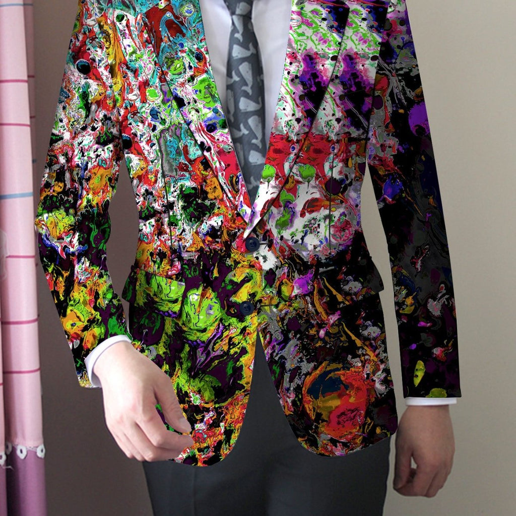 Men's SHOWLU American style casual suit jacket in polyester with a slim fit, lapel collar, button details, and all-season stretch fabric.