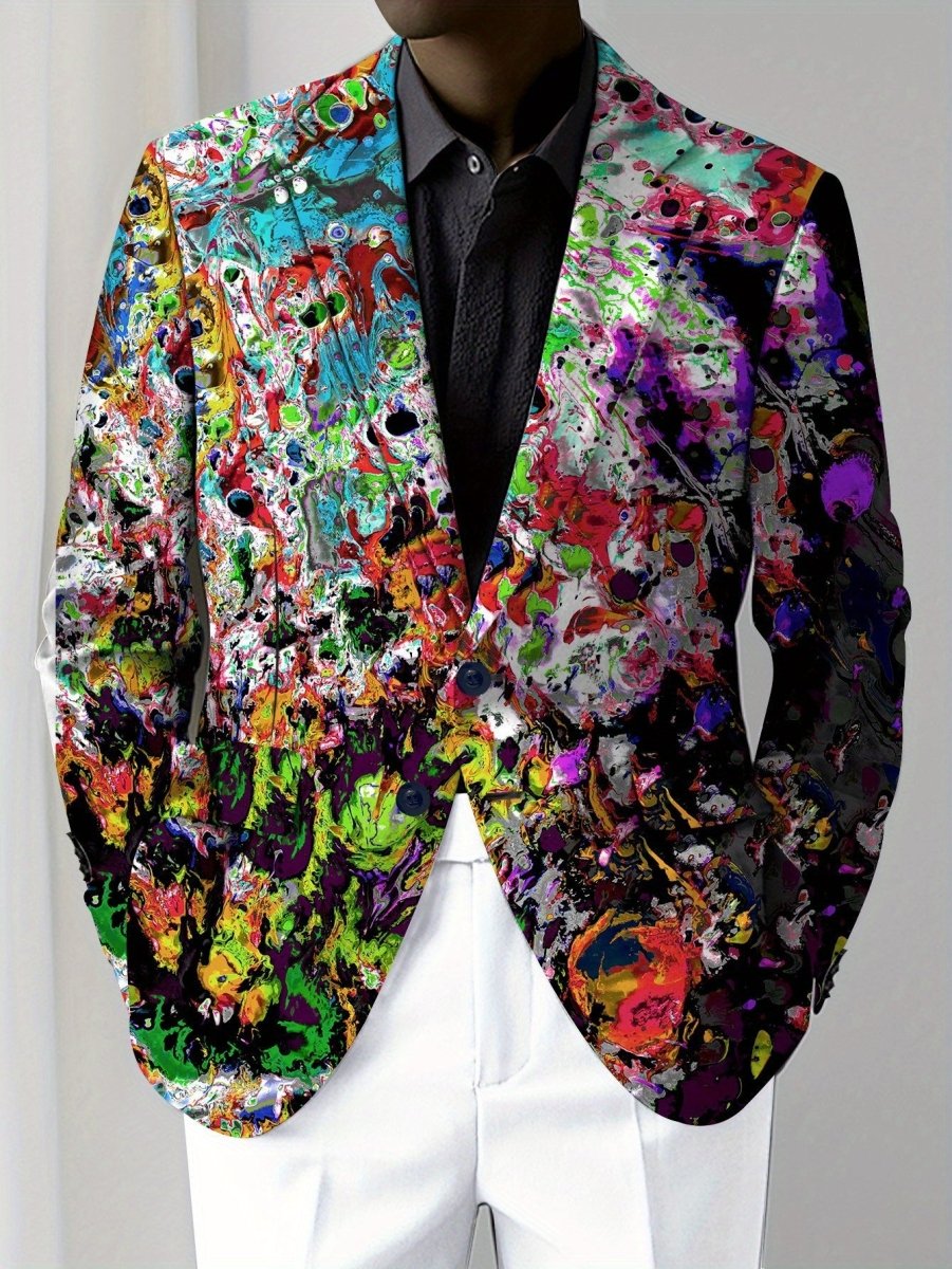 Men's SHOWLU casual suit jacket with American style, slim fit, polyester fabric, lapel collar, and button details.