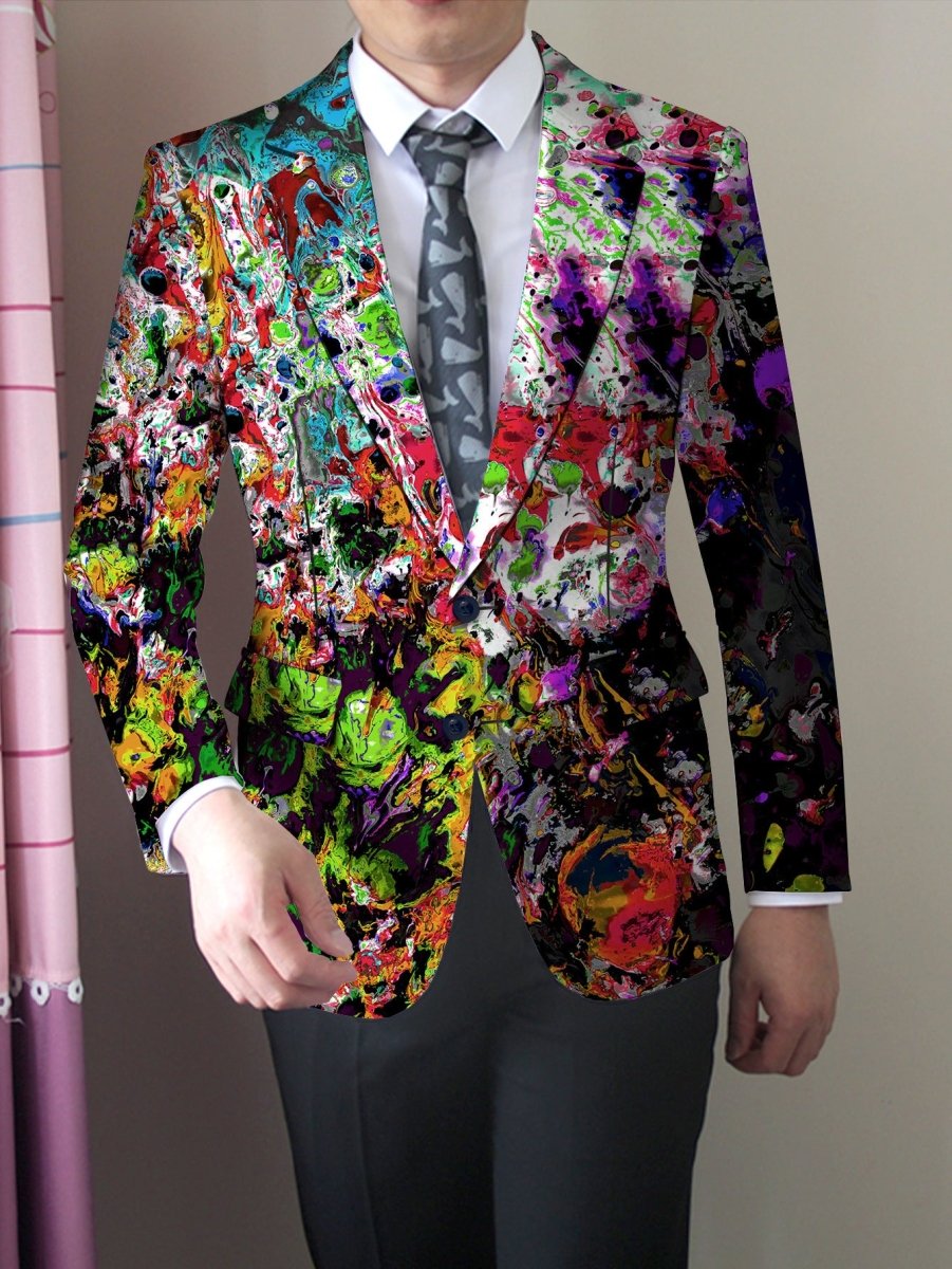 Men's SHOWLU American Style casual suit jacket with skinny fit, polyester fabric, lapel collar, button details, all-season wear.