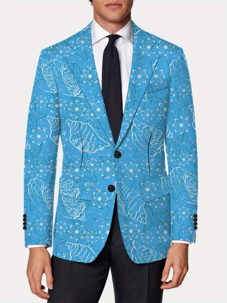 Men’s casual blazer by SHOWLU FASHION, regular fit polyester jacket with lapel collar, button details, lightweight woven fabric.