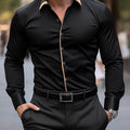 Men's slim fit lapel shirt from SHOWLU FASHION STORE, long sleeve polyester button-up with a modern, trendy design.