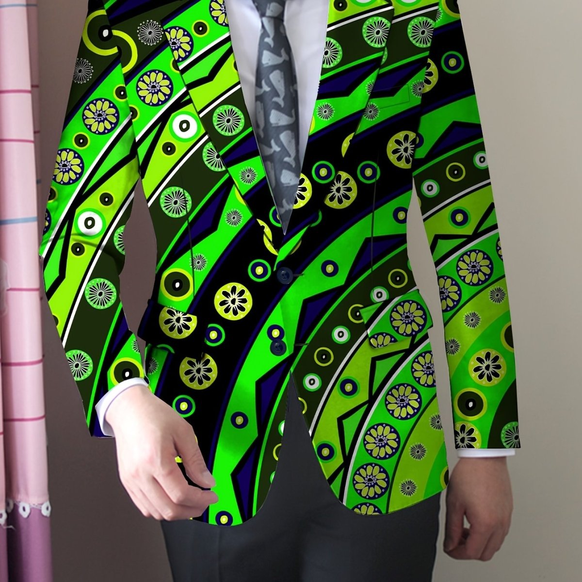 SHOWLU FASHION men's skinny fit polyester blazer with mature lapel, woven fabric, button detail, suitable for all seasons.