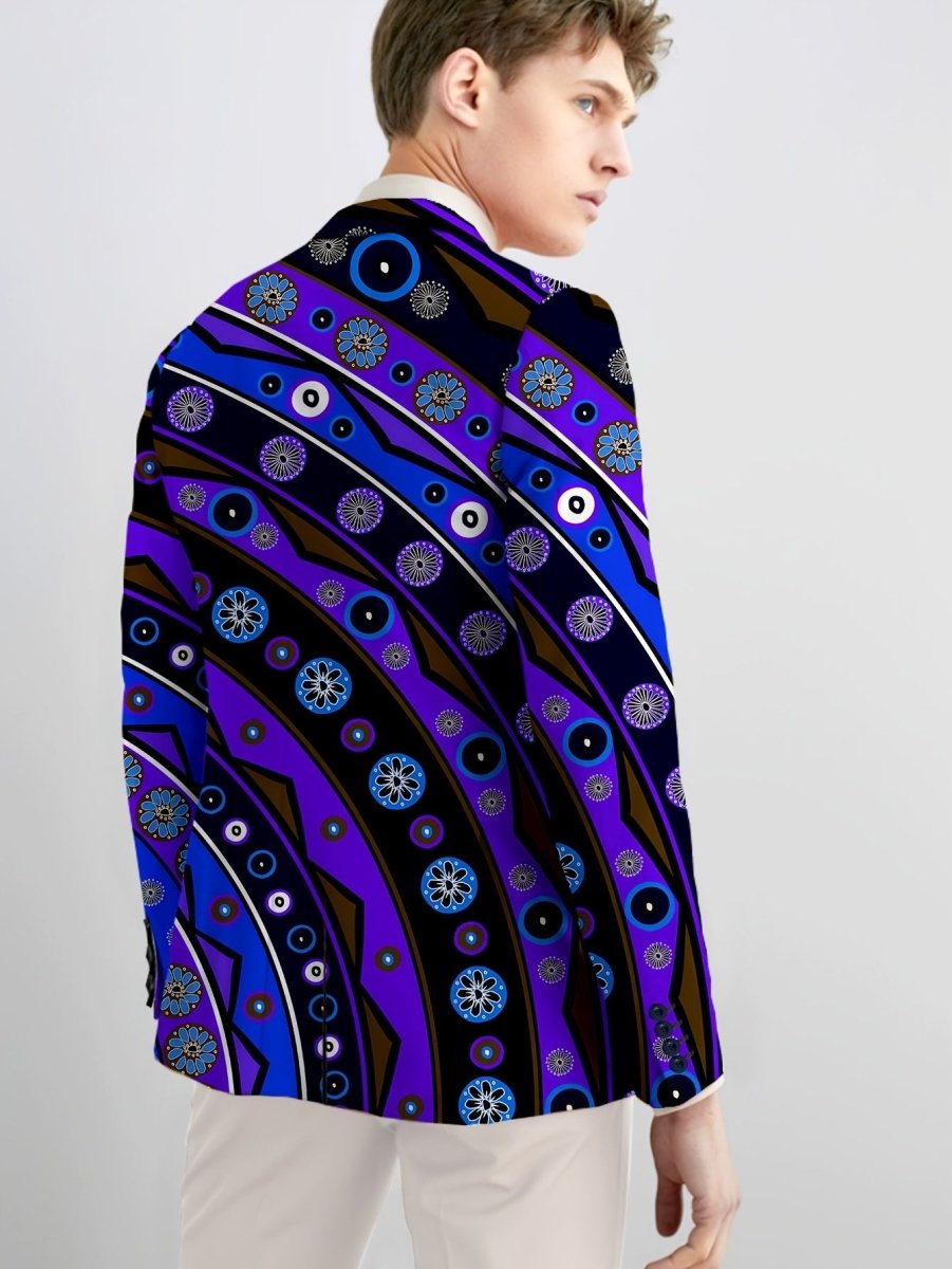 Men's skinny fit polyester blazer with mature lapel collar, woven fabric, button detail, all-season style, from SHOWLU FASHION.