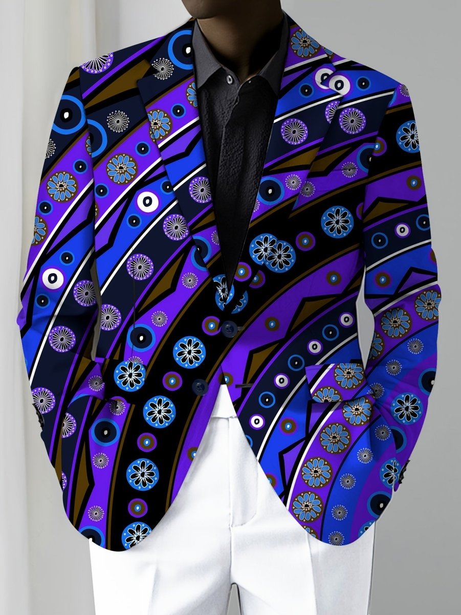 Men's skinny fit polyester blazer with mature lapel, woven fabric, button detail, all-season design, by SHOWLU FASHION STORE.