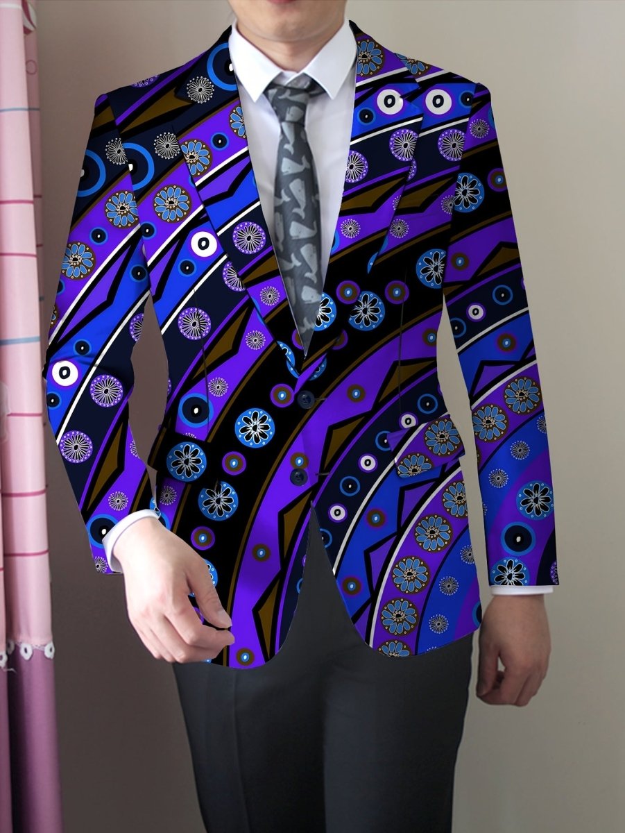 Men's skinny fit polyester blazer with mature lapel, woven fabric, button detail, all-season style from SHOWLU FASHION STORE