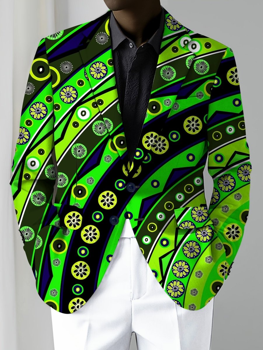 Men's SHOWLU FASHION skinny fit polyester blazer with mature lapel, woven fabric, button details, and all-season design.
