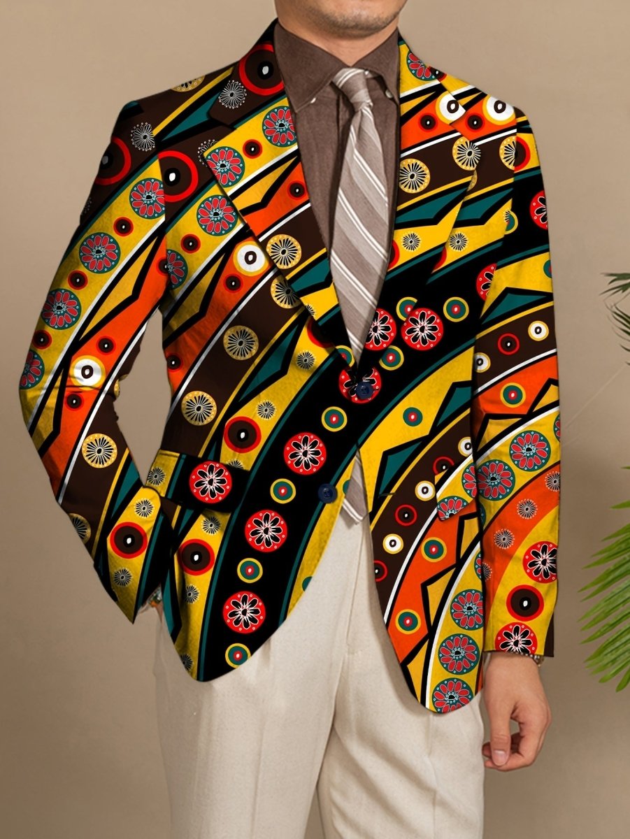 Men's SHOWLU FASHION skinny fit polyester blazer with mature lapel, woven fabric, button details, all-season versatile jacket.