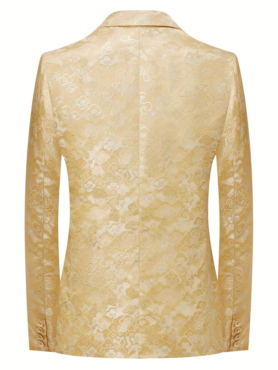 Men's silvery jacquard blazer with geometric pattern by SHOWLU FASHION STORE, perfect for parties and casual wear.