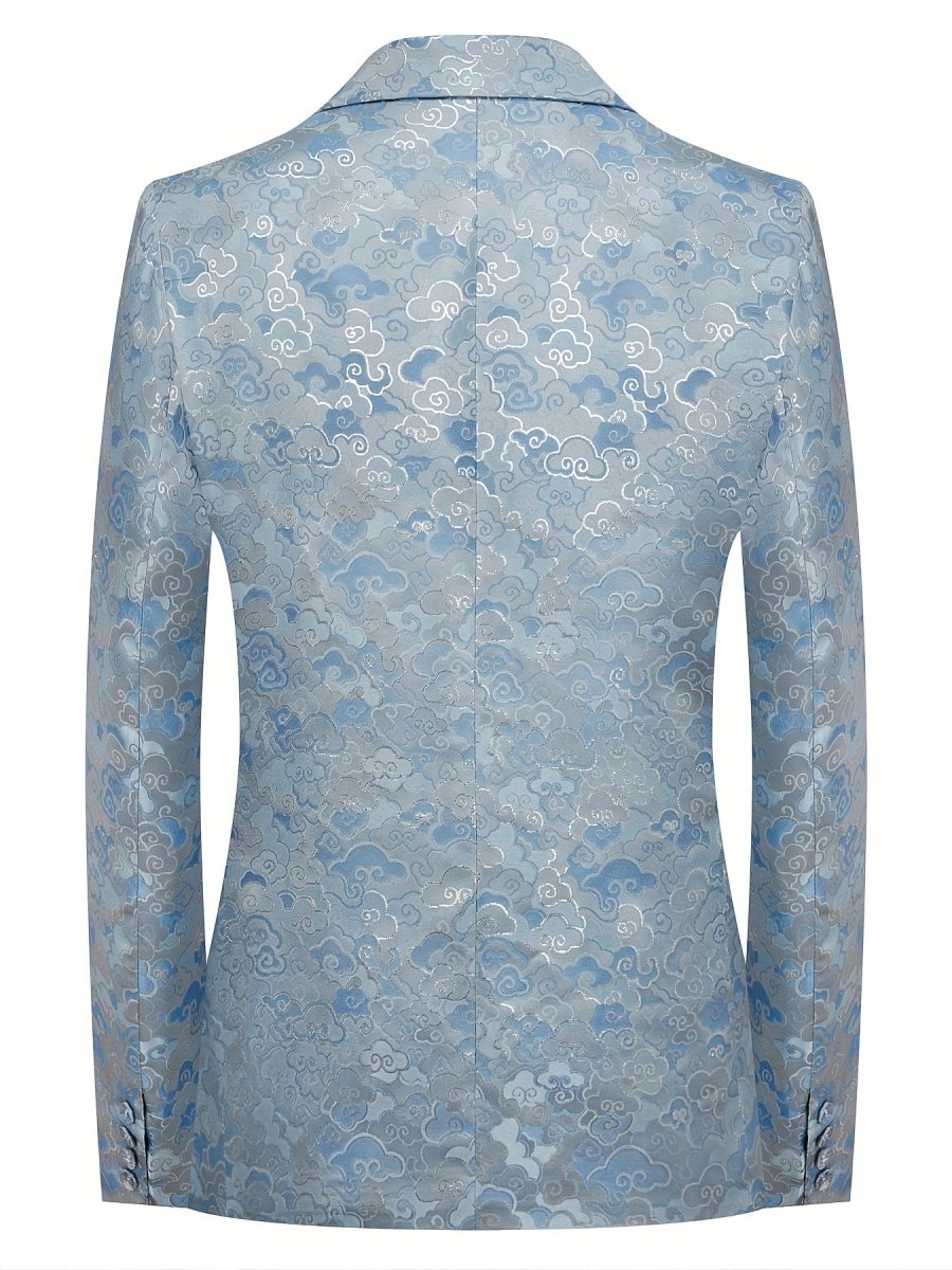 Men's silvery jacquard blazer with geometric pattern, stylish party jacket from SHOWLU FASHION STORE, perfect for casual or elegant wear.
