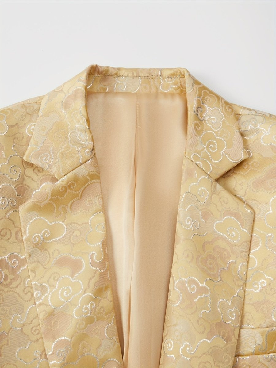 Men's silvery jacquard blazer with geometric pattern, stylish party jacket by SHOWLU FASHION STORE, suitable for casual and formal wear.