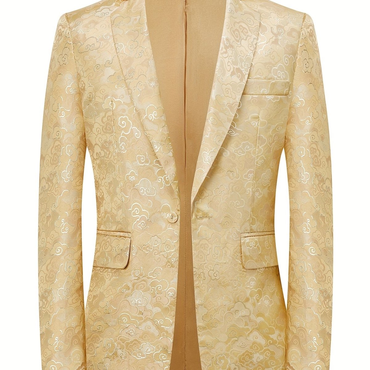 Men's silvery jacquard blazer with geometric pattern from SHOWLU, ideal for parties and casual wear, stylish spring and fall fashion.