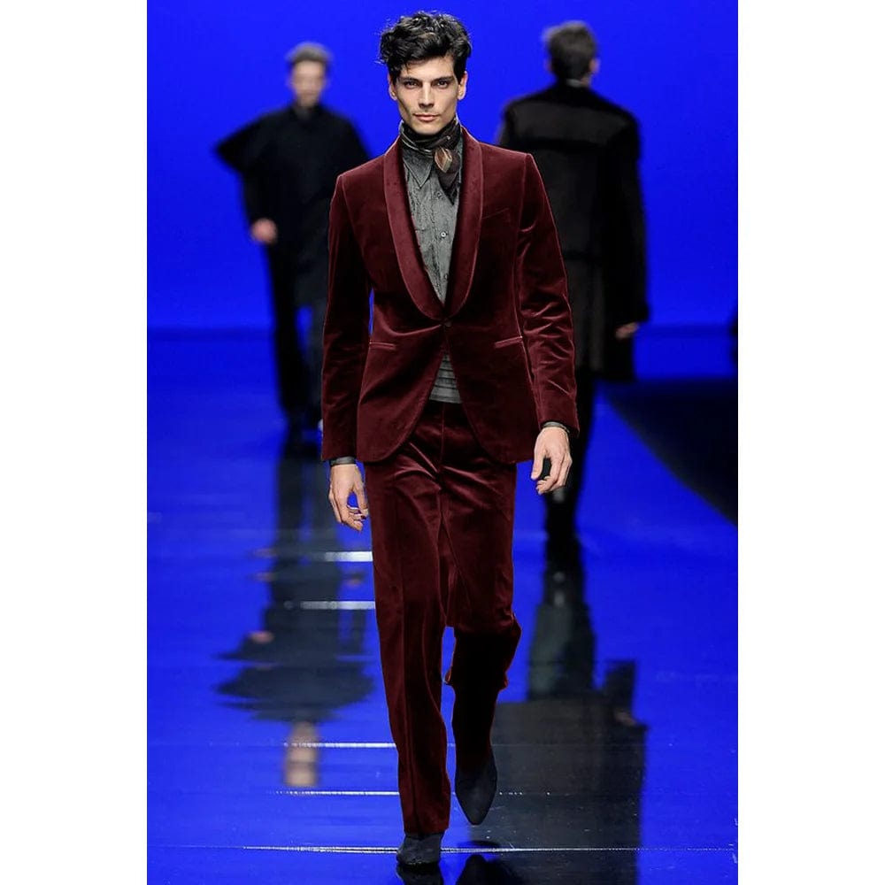 Men's Two Piece Suit Velvet Single Breasted Dress Suits for Man Mens Suits High Quality Men Suit Set Luxury 2023 Elegant Male - SHOWLU FASHION STORE