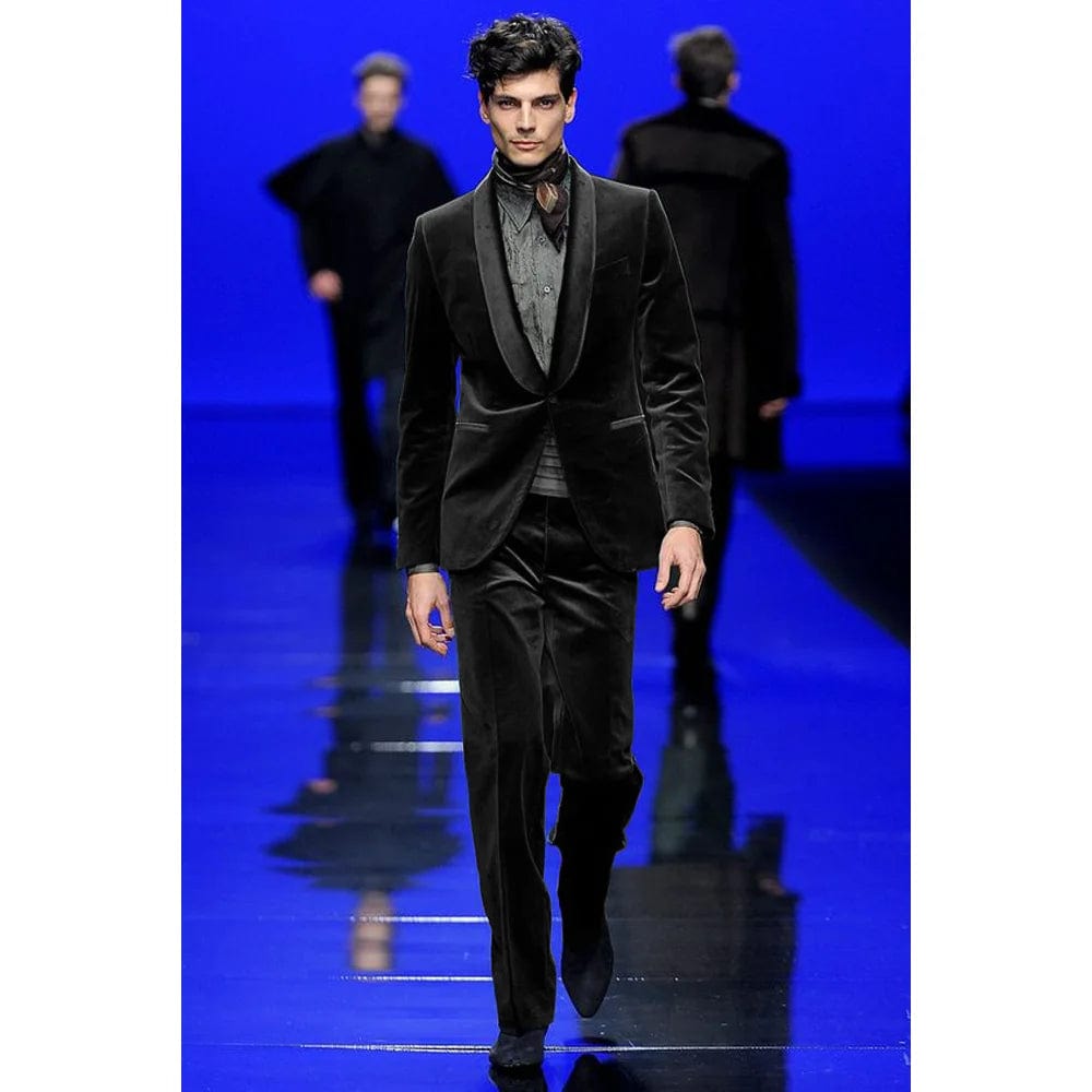 Men's Two Piece Suit Velvet Single Breasted Dress Suits for Man Mens Suits High Quality Men Suit Set Luxury 2023 Elegant Male - SHOWLU FASHION STORE