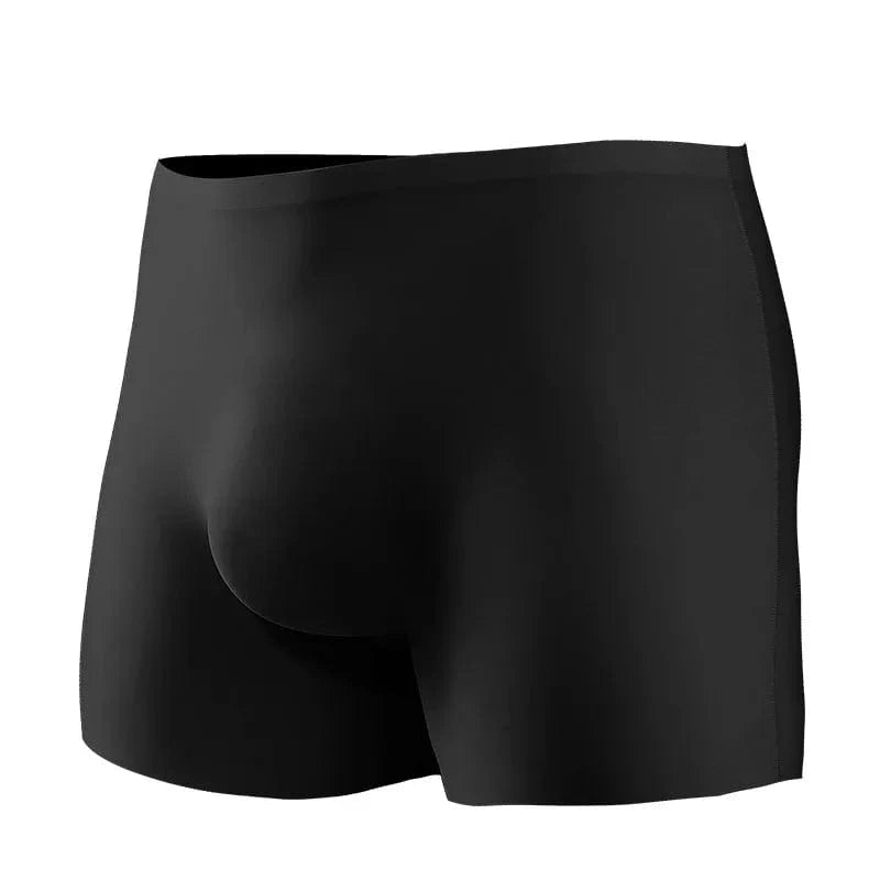 Showlu men's ice silk seamless boxer shorts with 3D pouch, slim fit, solid design, men's underwear, breathable and comfortable.