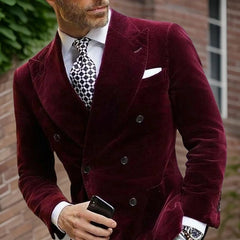 Men's Velvet Blazer for Dinner Italian Style Double Breasted Smoking Jacket Elegant Coat for Wedding Prom Party 2024 - SHOWLU FASHION STORE