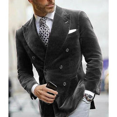 Men's Velvet Blazer for Dinner Italian Style Double Breasted Smoking Jacket Elegant Coat for Wedding Prom Party 2024 - SHOWLU FASHION STORE