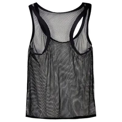 Showlu Men's mesh breathable tank top, sleeveless fitness vest with large mesh design, ideal for active wear and workouts.