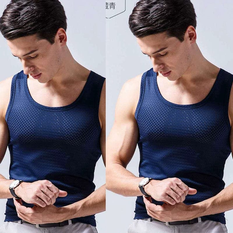 Mesh Hollow out Cool Slim Bottoming Shirt Summer Vest - SHOWLU FASHION STORE