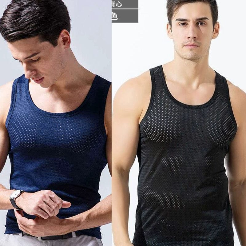 Mesh Hollow out Cool Slim Bottoming Shirt Summer Vest - SHOWLU FASHION STORE