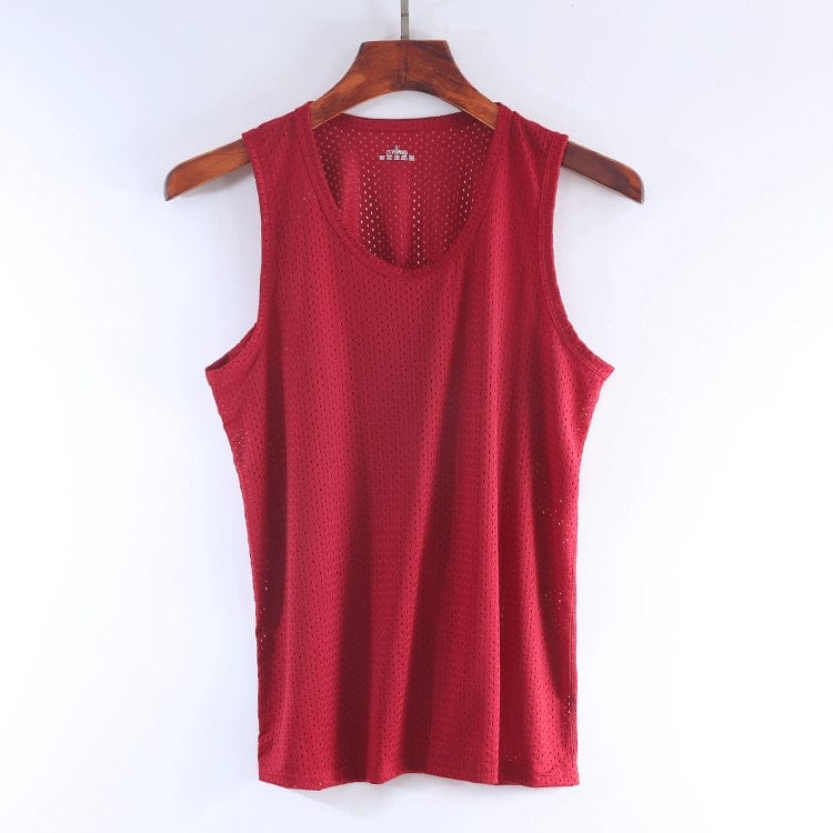 Mesh Hollow out Cool Slim Bottoming Shirt Summer Vest - SHOWLU FASHION STORE