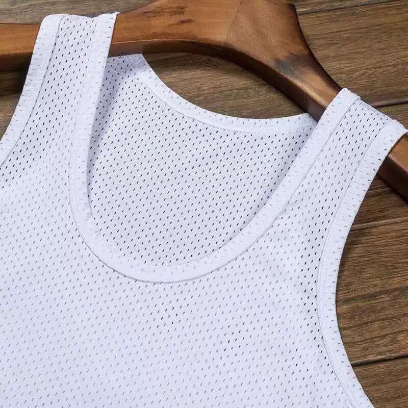 Mesh Hollow out Cool Slim Bottoming Shirt Summer Vest - SHOWLU FASHION STORE
