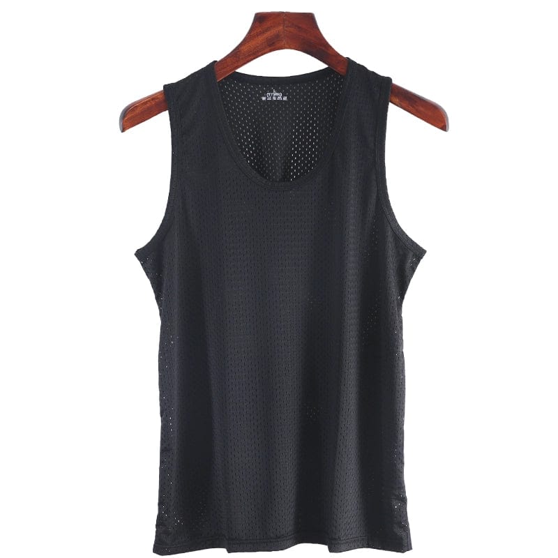 Mesh Hollow out Cool Slim Bottoming Shirt Summer Vest - SHOWLU FASHION STORE