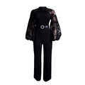 White mesh lace jumpsuit for women with long sleeves and wide-leg pants, stylish one-piece romper for summer or spring wear.
