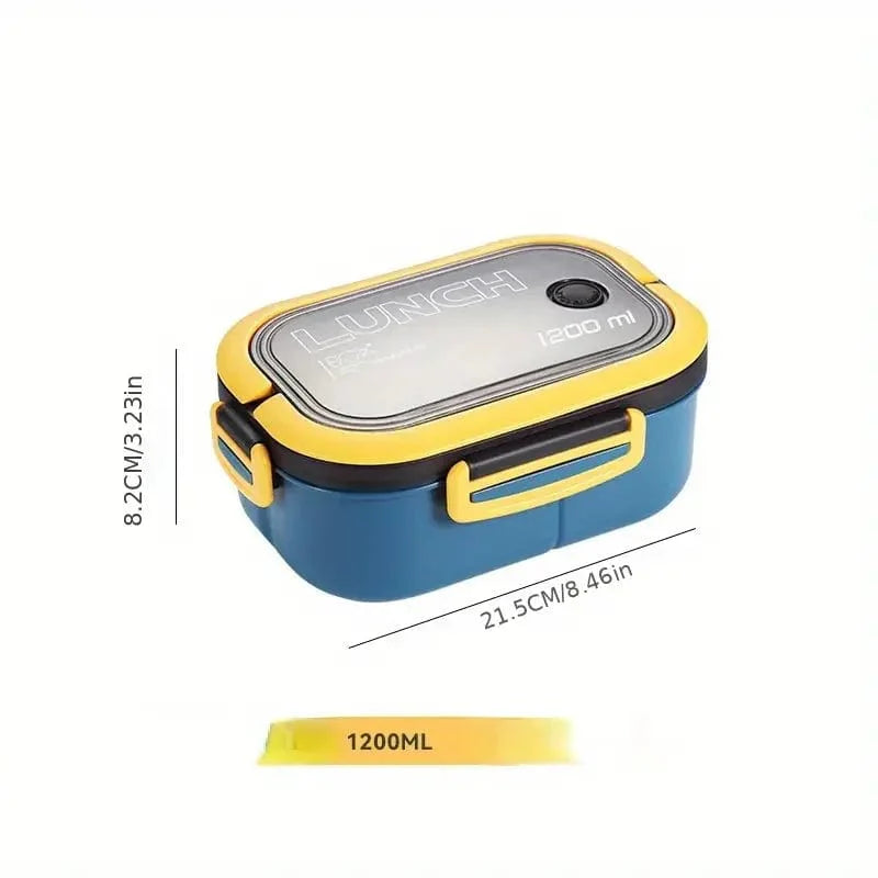 Showlu 2-layer mesh kids lunch box with leak-proof design and included cutlery, ideal for school lunches.