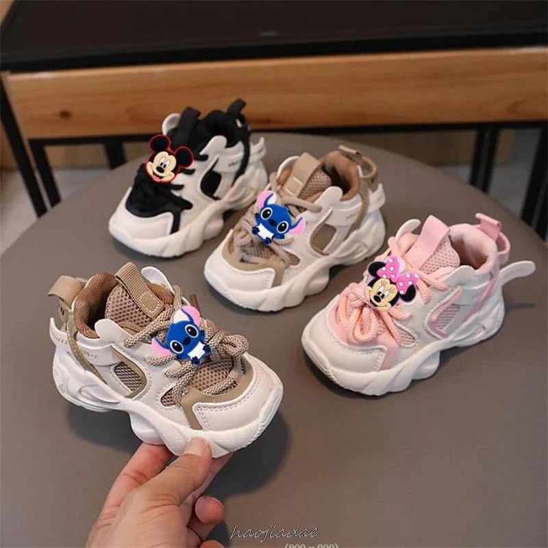 Disney Mickey & Minnie kids' breathable mesh sneakers by SHOWLU FASHION STORE, featuring non-slip soles for boys and girls.