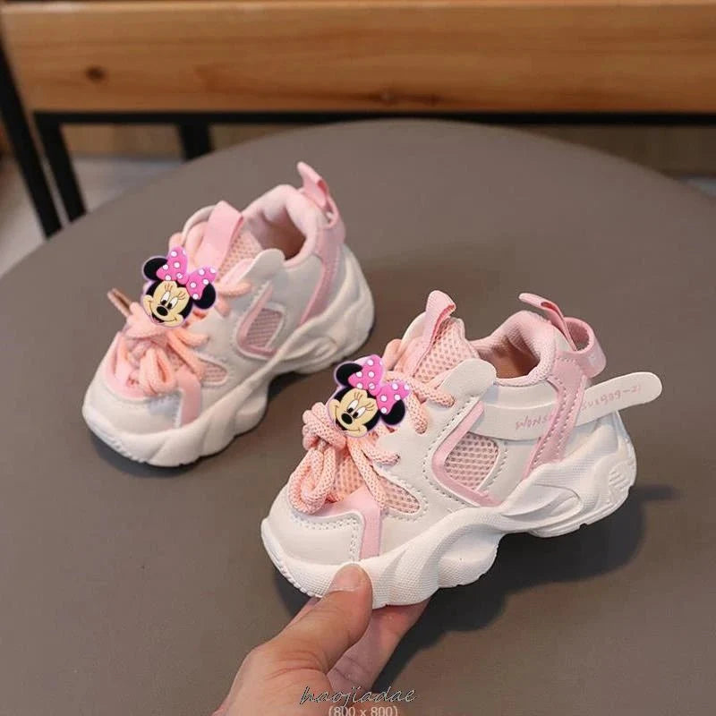 Disney Mickey & Minnie breathable mesh sneakers for kids, non-slip sport shoes ideal for boys and girls, casual toddler shoes.