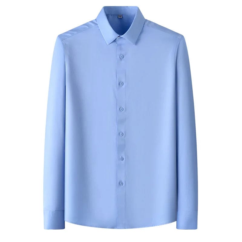 Micro Elastic Work Men Shirt Long Sleeve Slim Fit White White Black Blue Shirts Men Casual Soft Cozy Male Social Formal Shirts - SHOWLU FASHION STORE
