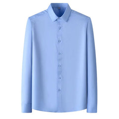 Micro Elastic Work Men Shirt Long Sleeve Slim Fit White White Black Blue Shirts Men Casual Soft Cozy Male Social Formal Shirts - SHOWLU FASHION STORE