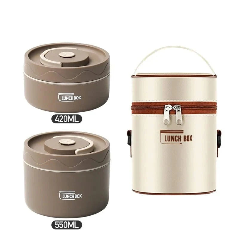 Showlu stainless steel bento box with insulated leakproof lunch bag set, microwave-safe and portable for packed meals