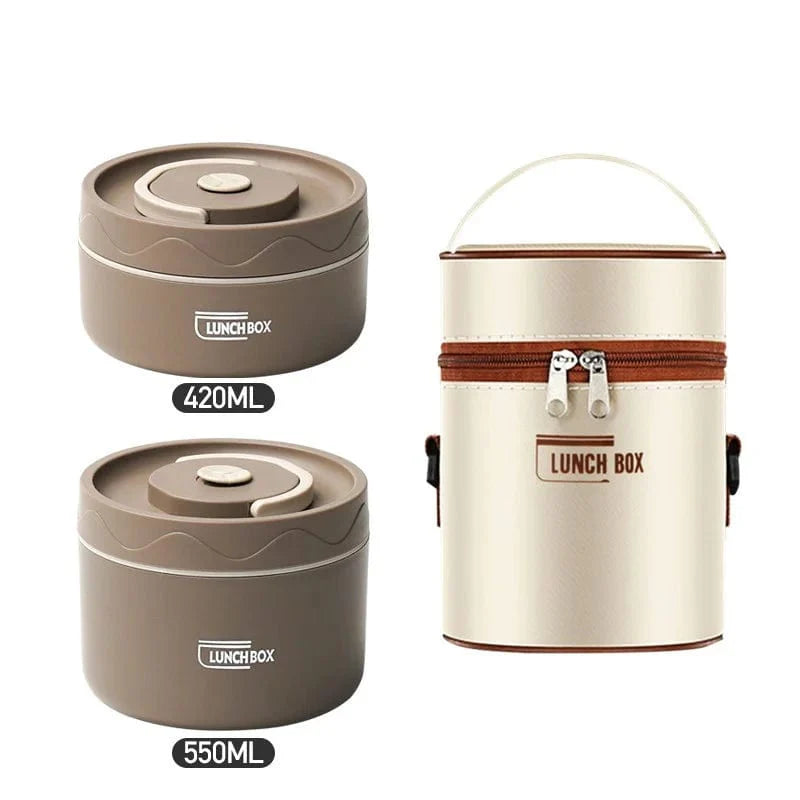 Showlu stainless steel bento box with insulated leakproof thermal lunch bag, microwavable, portable food container for meals.