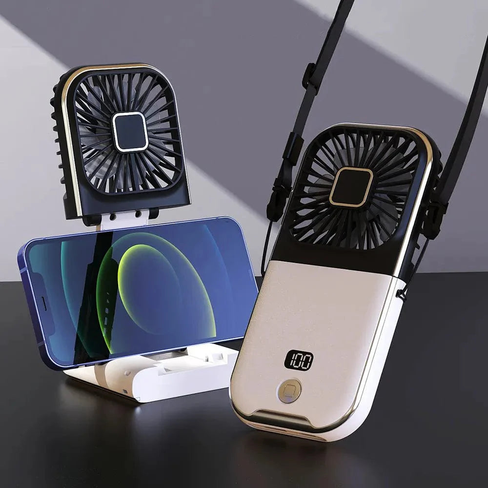 Himist portable neck fan by Showlu Fashion Store, USB rechargeable folding desk and outdoor fan with 3000mAh battery and wireless design.
