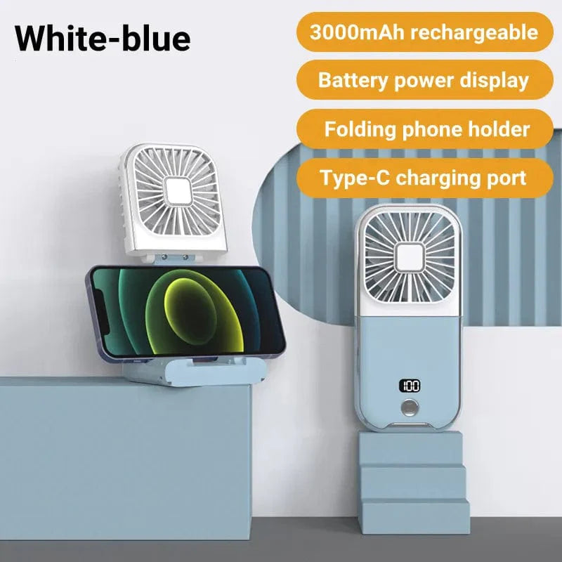 Himist portable neck fan by Showlu Fashion Store, foldable USB rechargeable hand and desk fan with 3000mAh battery, suitable for outdoor use.
