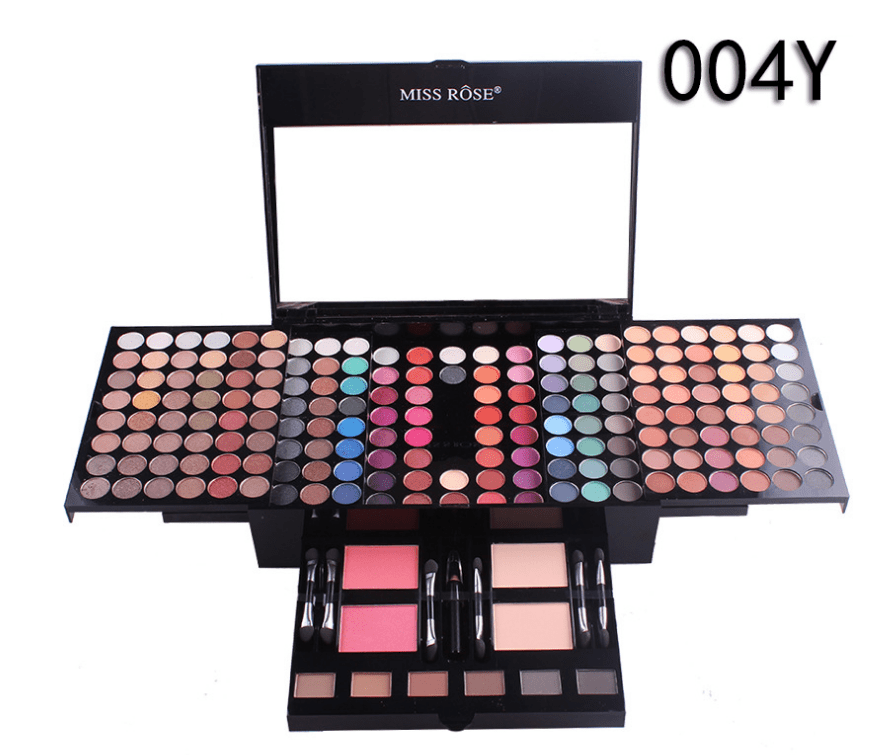 Miss Rose Piano Box matte eye shadow and blush makeup palette with multiple shades in a compact case.