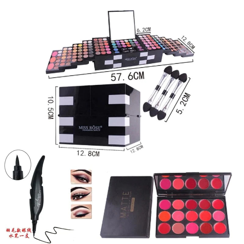 Miss Rose Piano Box matte eye shadow and blush makeup palette with multiple shades, compact and designed for versatile eye and cheek looks.