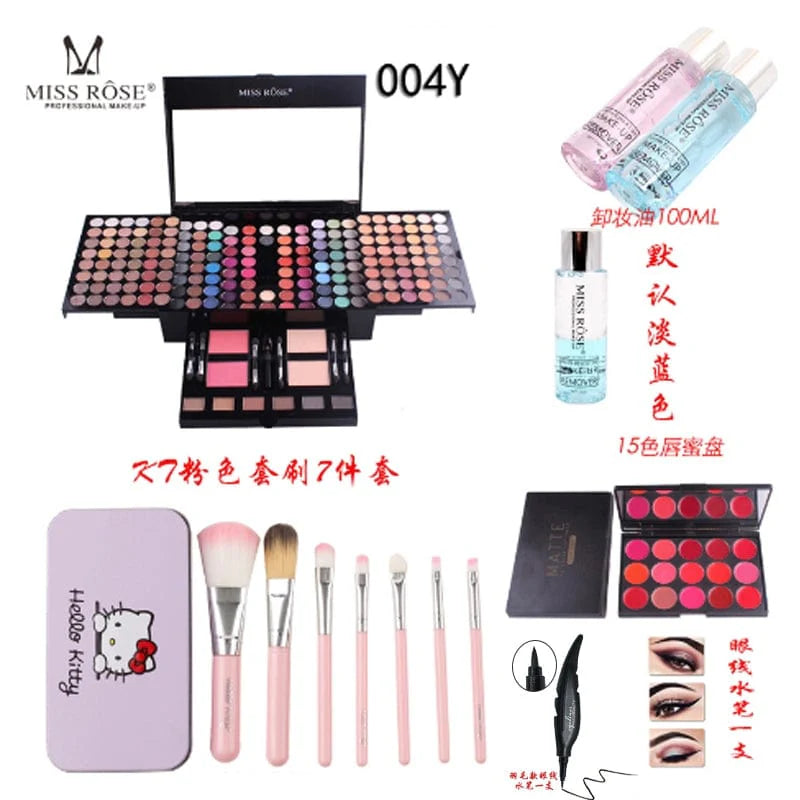 Miss Rose Piano Box matte eye shadow and blush makeup palette with multiple shades, compact design, and colorful packaging.