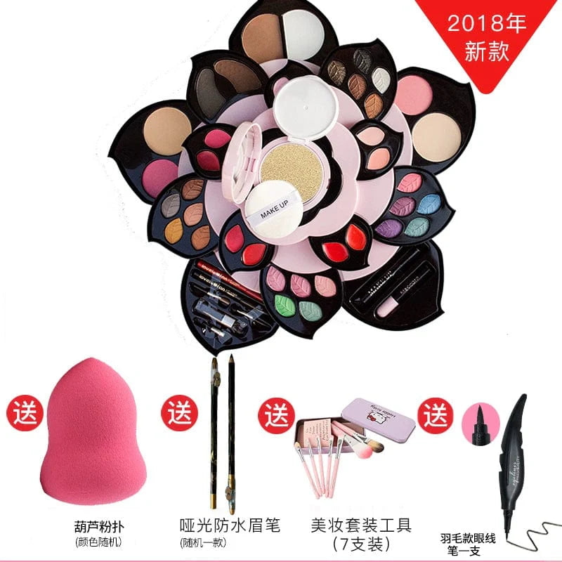 Miss Rose Piano Box matte eye shadow and blush makeup palette with multiple shades and compact case.