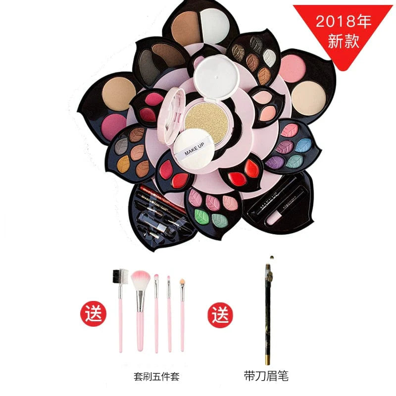 Miss Rose Piano Box matte eyeshadow and blush makeup palette with various shades in a compact case.