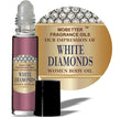 White Diamonds Impression fragrance oil for women in a roll-on perfume bottle, featuring a sleek white design and floral scent.