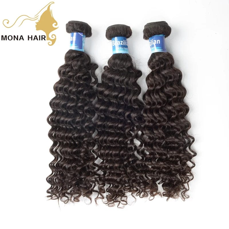 Mona Brazilian Virgin Hair Bundles with Closure, 10A raw mink human hair weave, natural straight texture, cuticle aligned, Showlu Fashion