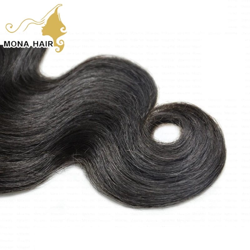 Mona Brazilian Virgin Hair Bundles with Closure, 10A Raw Mink Human Hair, natural straight weave with cuticle alignment