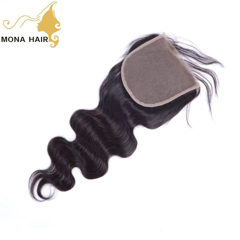 Mona Brazilian Virgin Hair Bundles with Closure, 10A Raw Mink Remy Human Hair, natural straight weave with closure, showlu fashion