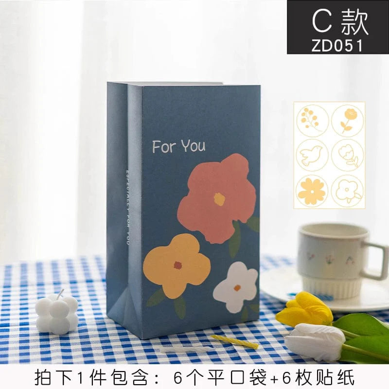Senyu Leaf Mori Style hand-drawn illustration kids' baking gift bag featuring leaves and whimsical designs for special occasions.