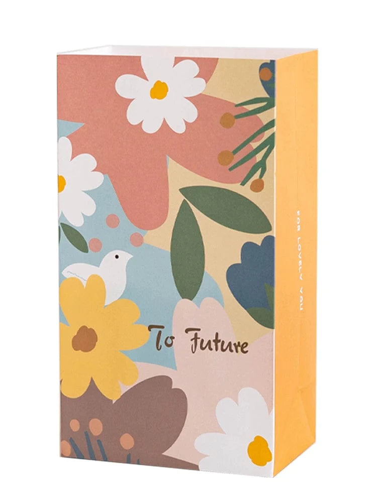 Hand-drawn Senyu Leaf Mori style gift bag featuring kids baking, perfect for Chinese Valentine's Day celebrations.