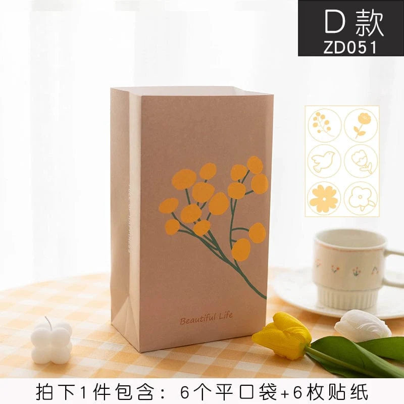 Senyu Leaf Mori Style hand-drawn illustration kids’ baking gift bag with leaf design, perfect for Chinese Valentine’s Day celebrations.