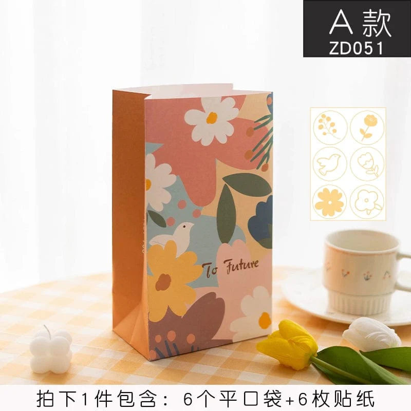 Senyu Leaf Mori style hand-drawn illustration kids' baking gift bag with leaf design, perfect for children’s celebrations and gifts
